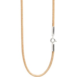 Leather Choker, Leather Cord, Necklace, 925 Sterling Silver, 0.08 to 0.1 inch (2.0 to 3.0 mm) Width, 11.8 to 31.5 inch (30 to 80 cm) Length