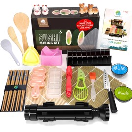 FUNGYAND - Kit de fabricación de sushi, juego profesional 27 en 1 con rodillo de bazuca, prensas Nigiri y Musubi, alfombrillas de bambú, cuchillos