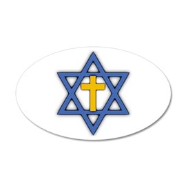 CafePress Star of David with Cross 38.5 X 24.5 Oval Wall Pee 35"x21" Oval Wall Decal, Vinyl Peel, Reusable Cling