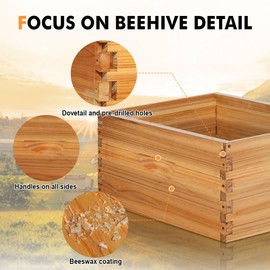 beeknows 8 Frame Deep Brood Beehive Board Unassembled Bee Box Wax Coated Bee Hives Body Comes with Pack of Screws(No Frames or Foundations)