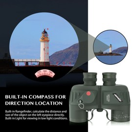 AOMEKIE 10X50 Binoculars Low Light Night Vision with Compass for Hunting Bird Watching