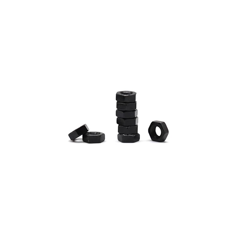 binifiMux 100pcs M2.5-0.45mm Black Hex Nuts Carbon Steel 8.8 Grade
