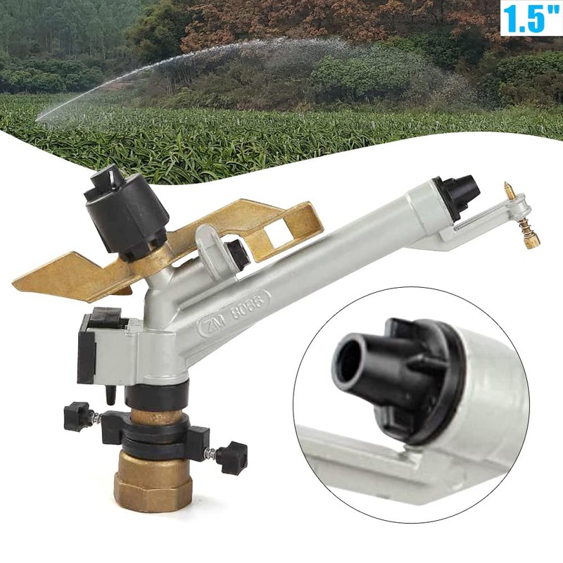 1.5'' Agriculture Irrigation Sprinkler Gun, 360° Adjustable Impact 5.1-25m³ /H,