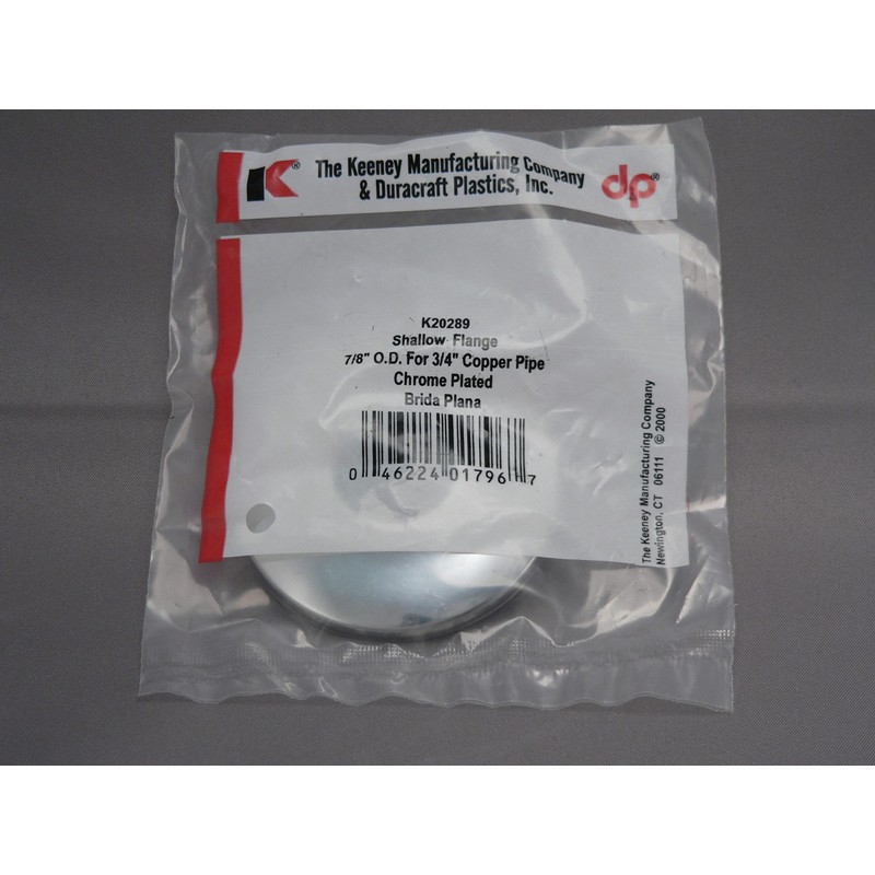 Keeney Chrome Plated Metal Shallow Flange for 3/4" Copper Pipe,