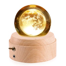 Mozalida Music Box, Genuine Birthday Gift, Crystal Ball, Christmas Gift, Snow Globe, Valentine's Day, Moon Lamp, Girlfriend, Indirect Lighting, Bedside Lamp, LED Light, USB Charging, Projection