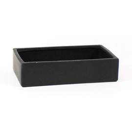 WGV Rectangle Block Ceramic Vase 12" x 7" x 3"H Black Low Plate Planter Terrarium Floral Centerpiece for Wedding Event Home Decor 1 Piece