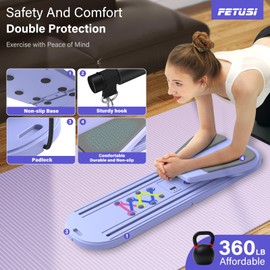 Pilates Board, Pilates Reformer Set, 12-in-1 Pilates Boards for Home Workout,Portable Foldable Ab Board Trainer Pilates Exercise Machine, Multifunctional Pilates Reformer Board for Women(Purple)