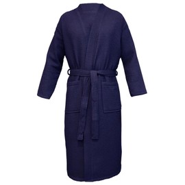 Octopus F5717 Men's Waffle Pique Bathrobe 2 Pockets - Belt - Ökotex Standard 100 100% Cotton in Blue, Blue (1493), XXL
