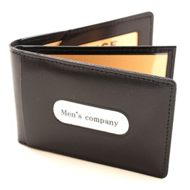Men's Company 3 Sided Pass Case with Spatula, Made in Japan, Genuine Leather, Black