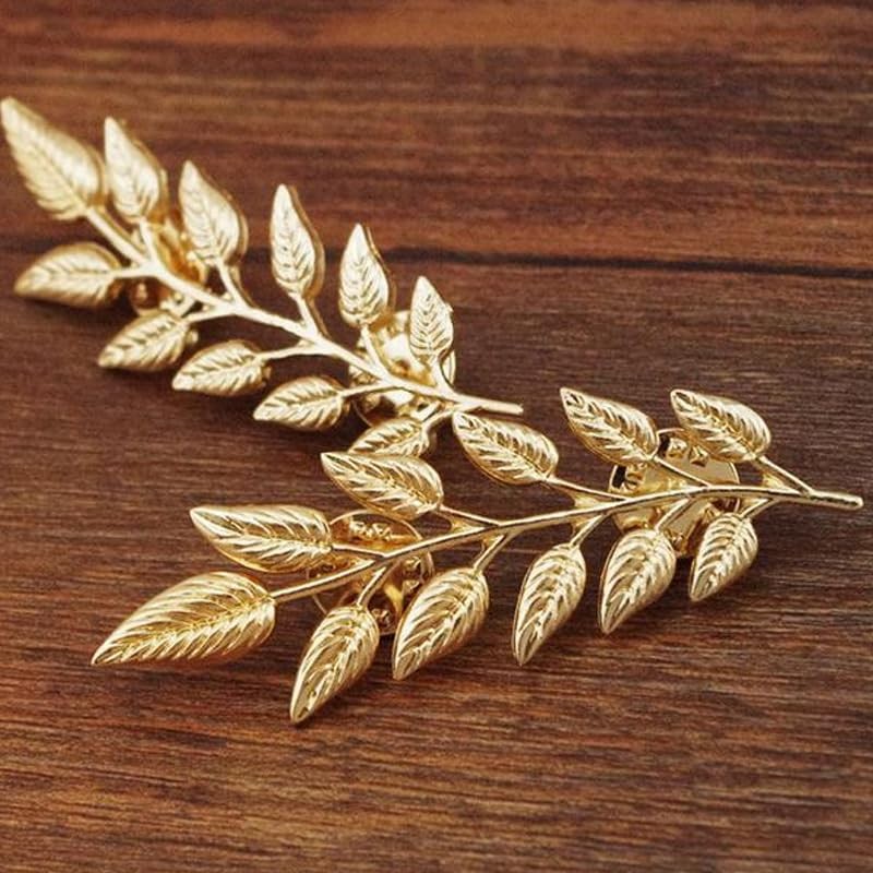 coadipress Gentlemen Gold Silver Leaf Brooches Simple Elegant Retro Double