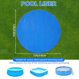 Zoketriton 12 x 12 Ft Swimming Pool Ground Cloth, Round Swimming Pool Liner Pad Heavy Duty Pool Ground Mat Protector Pad Prevents Punctures Pool Tarp for Above Ground Swimming Pools