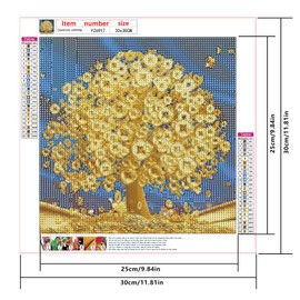 SHEGZHUC Diamond Painting Gold Tree Copper Coins Money 30 x 30 cm Painting by Numbers Tree Diamond Painting Pictures Tree of Life Trees Diamond Painting Art Embroidery Cross Stitch Pictures Gift Wall