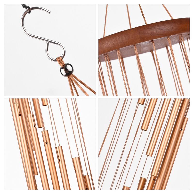 35inch 18-Bar Classic Rotating Wind Chime Solid Wood Aluminum Alloy