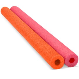 Hanaive 2 Pack Pool Noodles 52 Inch Foam Pool Swim Noodles Hollow Foam Noodle for Christmas Decoration Swimming Floats DIY Floating Craft Projects(Red, Orange)