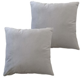 Olivia Rocco Set Of 2 Plain Velvet Cushion Cover 43 x 43cm Sofa Bed Chair Soft Smooth Washable Square Cushions Decorative Pillows With Invisible Zipper For Couch Bedroom Living Room, Silver