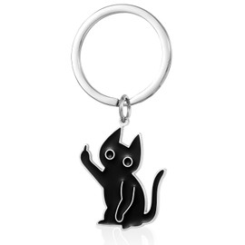 GOZINA Cat Keyrings Gifts for Women, Funny Cat Key Ring Women, Gifts for Cat Lovers, Cute Key Chains for Woman, Black Cat Lovers Gifts for Woman Girls, Cute Animal Metal Keychain (02)