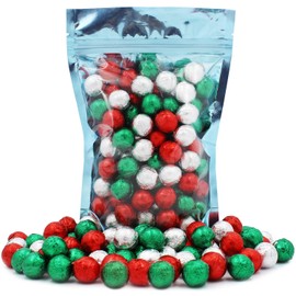 Christmas Chocolate Balls Milk Chocolate Party Bag Fillers, Individually Wrapped Red, Green, Silver Foils, Kosher Certified (2 Pound (180 Count))