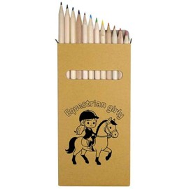 Azeeda 12 x 'Equestrian Girly' Long 178mm Coloured Pencils/Pencil Set (PE00077703)