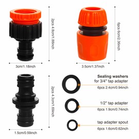 10Pack Garden Hose Connectors and Fittings Set,6 Quick Snap Connector,2 Hose Tap Connector 1/2 Inch and3/4 Inch Size 2-in-1,2 Double Male Hose Connectors,Hose Pipe Connectors for Outside Tap