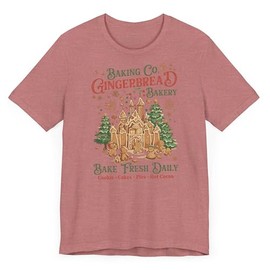 Gingerbread Bakery Shirt, Christmas Cookie Baking Tee, Holiday Baking T-Shirt, Gingerbread Design Heather Mauve