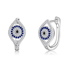 SHEAISRS Evil Eye Earrings 925 Sterling Silver Hoop Earrings Evil Eye Huggie for Women Protection Jewelry for Women