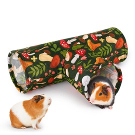 Hedgeink Guinea Pig Tunnel 3 Way Rabbit Tunnel Machine Washable Rabbit Hideaway Guinea Pig Accessories Ferret Toys for Chinchilla Hamster Bunny Small Animals, Mushroom