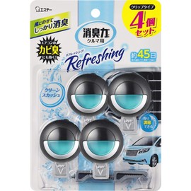 ESTE Car Deodorizing Power, Clip Type, Clean Squash, 0.1 fl oz (3.2 ml) x 4 Pcs Set, Car Deodorizing Power, Air Freshener