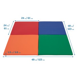 ECR4Kids SoftZone Play Patch Activity Mat Squares, Modular Playmat, Assorted, 4-Pack