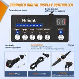Nilight 2PCS 70 Inch Emergency Strobe Light Strip with Controller 864 LED Red White Running Board Lights Flexible Side Flashing Warning Caution Safety Waterproof for Truck Construction Pickup