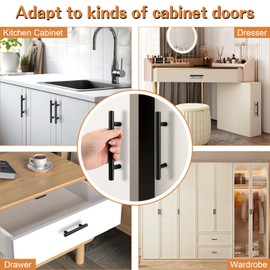 Probrico 30 Pack|3-1/2 Inch Hole Centers Solid Cabinet Pulls Stainless Steel Round T Bar Cabinet Handles Black Drawer Pulls, Kitchen Cabinet Hardware for Cupboard Wardrobe Drawer Closet Nightstand