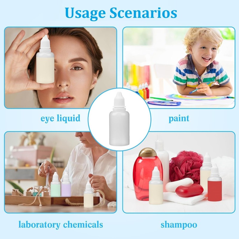 KOMUNJ 50 Pieces 20ml Dropper Bottles, White Eye Liquid Empty