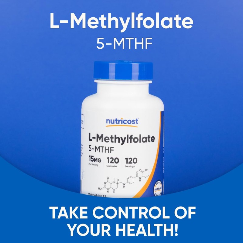 Nutricost L-Methylfolate 15mg, 120 Capsules (5-MTHF) - Vegan, Non-GMO, Gluten