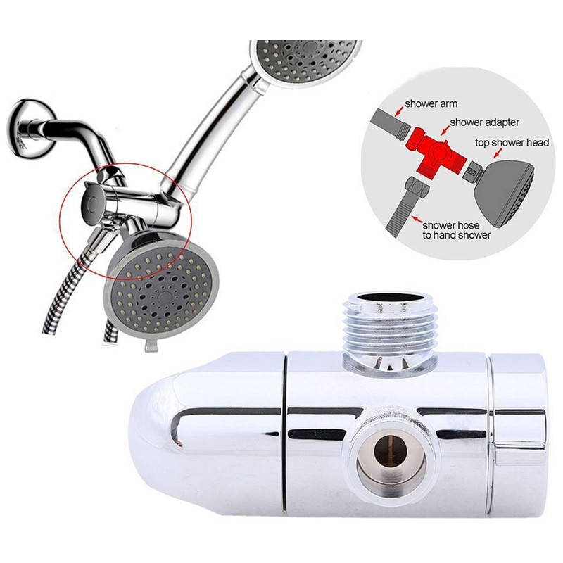 3 Way Shower Head Diverter G 1/2 3-Way T-Adapter, Bathroom