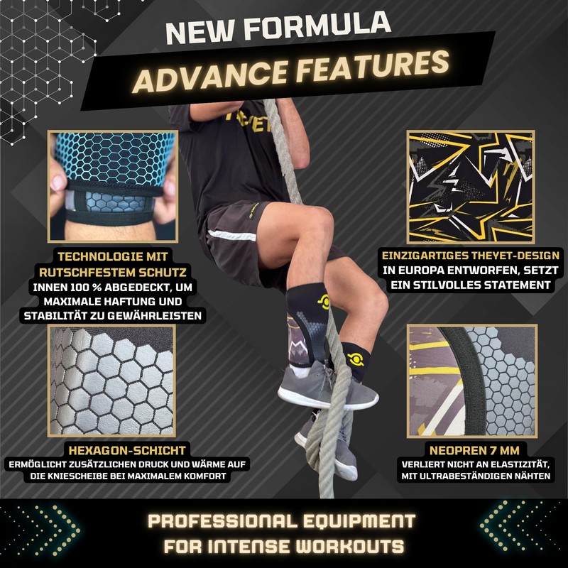 Theyet 7 mm Neoprene Compression Knee Wraps for CrossFit (Pack