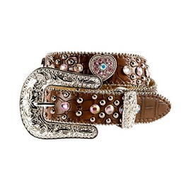 M&F Western Girls' Hearts Belt (Little Big Kids), Brown, 26