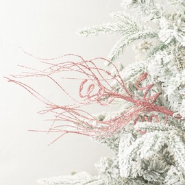 KI Store Glitter Curly Christmas Spray Set of 12 Rose Gold Wispy Willow Christmas Picks for Christmas Tree Wreath Garland Bouquet Tree Topper Decoration