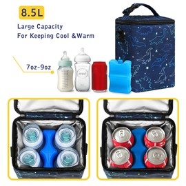 Breastmilk Cooler Bag with Ice Pack Fits 4 Baby Bottles Up To 9 Ounce Insulated Baby Bottle Bag Breast Milk Cooler on the Go with Strap Cooler Bag for Nursing Mom Daycare or Travel