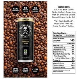 Café Frío Vainilla Latte 12 Latas 8g Proteína Comercio Justo
