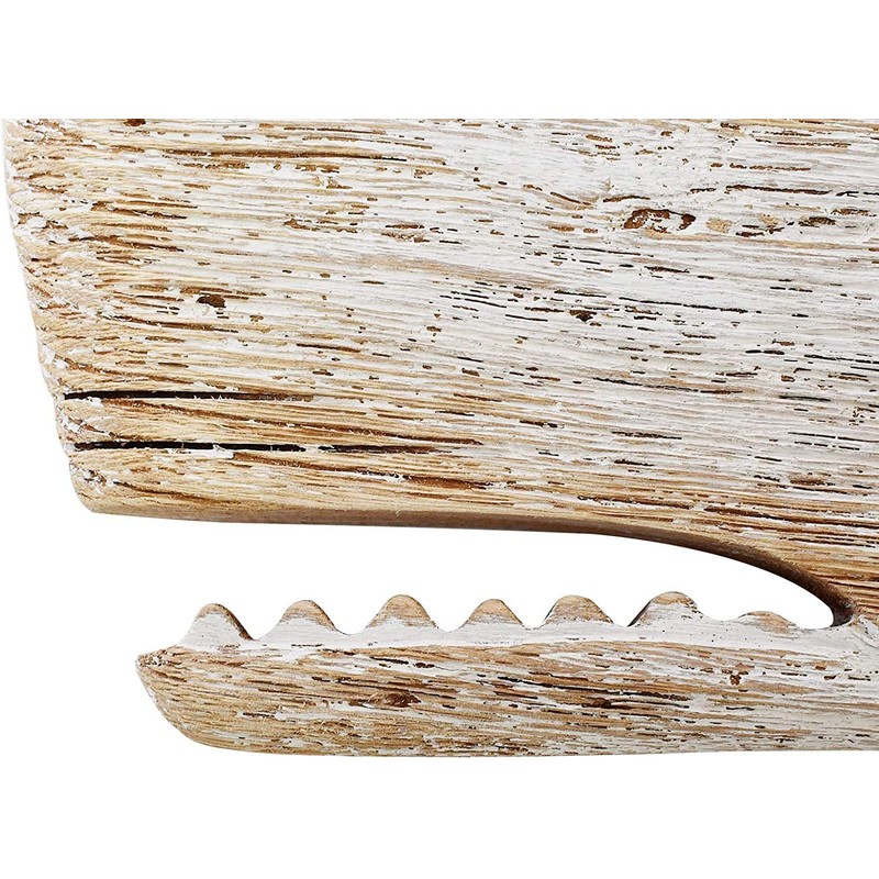 Wooden Fish Wall Decor-Rustic Nautical Handcrafts Whale Sculpture Beach Theme