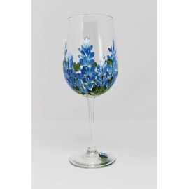 Hand Painted Wine Glasses - Bluebonnets (Set of 2)