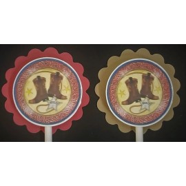 Handmade Cowboy/Sheriff Theme Cupcake Toppers Set of 24