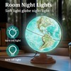 Illuminated Globe of the World with Wooden Stand, 8'' World