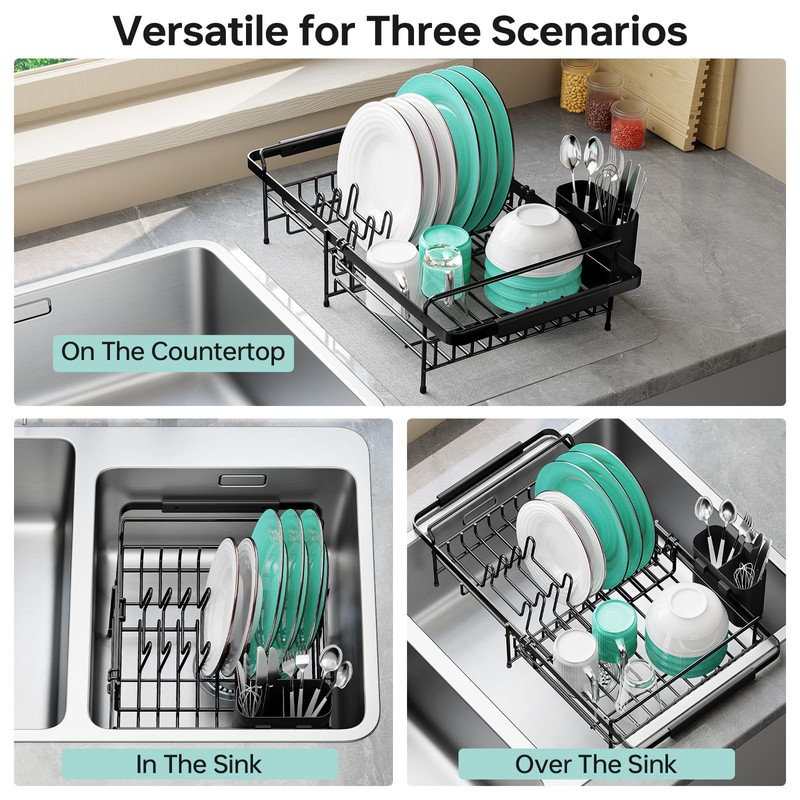 Urackify Dish Drying Rack in Sink - Expandable (14.5''-18''L) Over