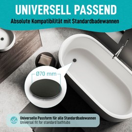 arteneur Bath Plug Universal Black Matt, Stainless Steel