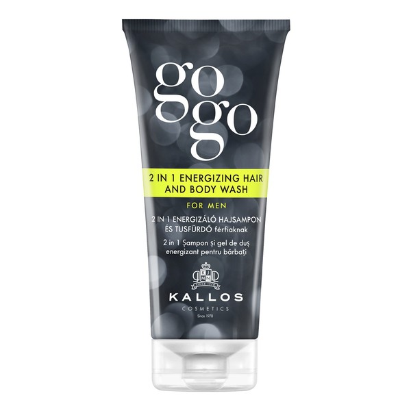 Kallos GOGO 2-in-1 Energy Hair Shampoo and Shower Bath for Men, Pack of 2 (2 x 200 ml)