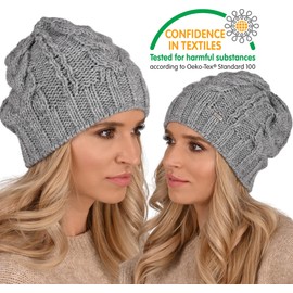 Alur EKO Women's Beanie Winter Hat Knitted Hat - Warm Elastic Elegant Winter Hat EKO - Soft Yarn Stylish Universal Warm (Grey), gray