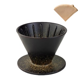 HYAXGM Pour Over Coffee Maker, Ceramic Coffee Dripper With 40 pcs of Size 02 Paper Filter,Reusable Porcelain Portable Pour Over Coffee Maker (Small hole（Slower flow rate）)