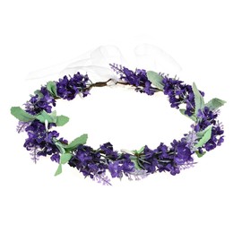 Merroyal Purple Floral Crown Headband, Artificial Lavender Wreath Hair Accessory for Women and Girls (Purple)
