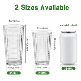Reusable Plastic Drinking Glasses, Water Glasses Set of 12, Unbreakable Plastic Cups Acrylic Glasses Drinkware, Stackable Clear Kitchen Tumblers, Shatter-Proof, BPA-Free, Dishwasher-Safe (350ML)