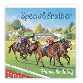Hunts England - Brother Horse Racing Fun Birthday Card - Milo's Gallery - Sport Birthday Card For Brother - For Horse Racing Fan - Boys, Men, Kids, Adults